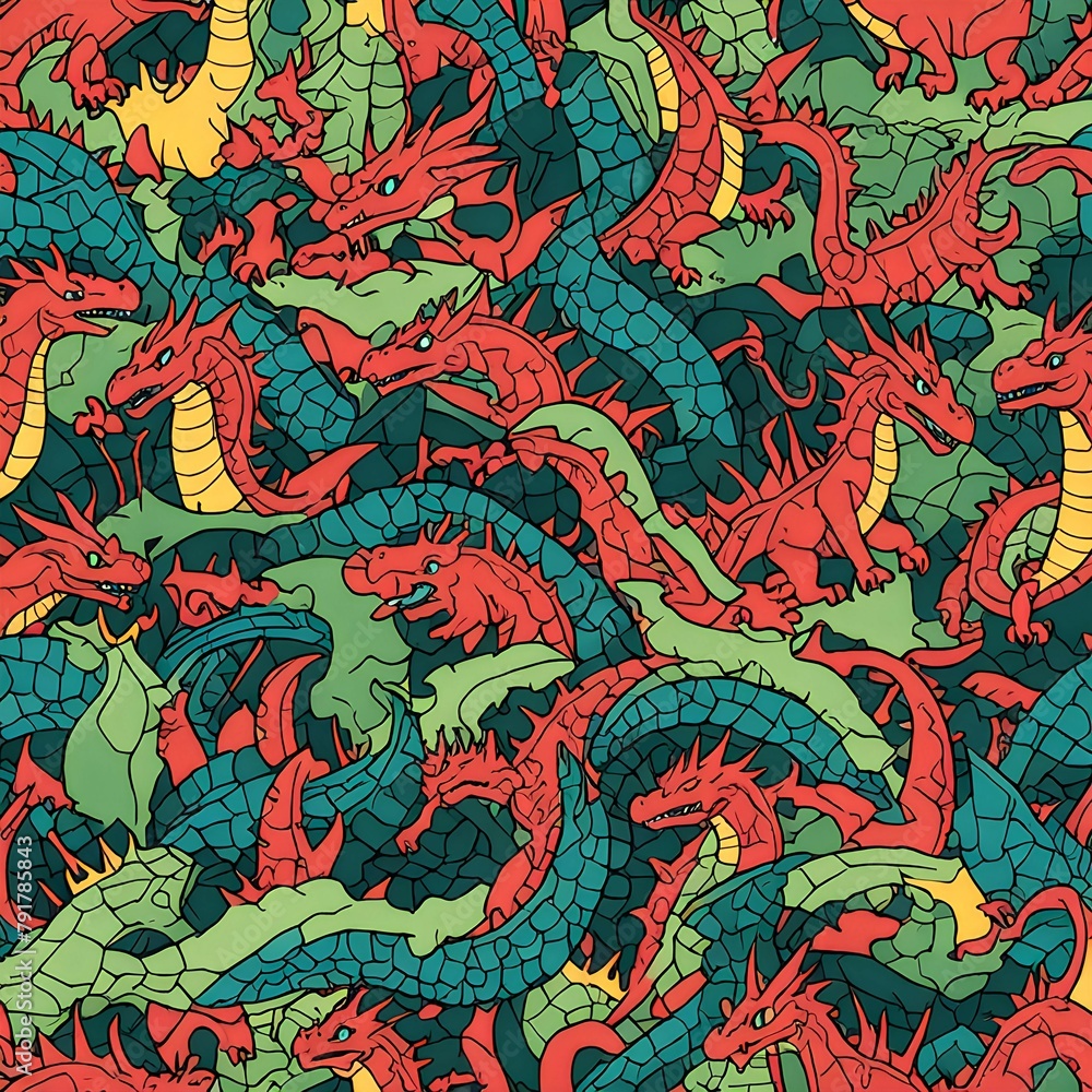 Fototapeta pattern with dragon