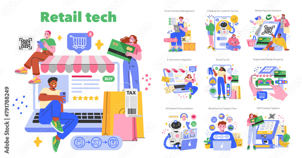 Retail Tech. Flat Vector Illustration Retail Tech. Flat Vector Illustration