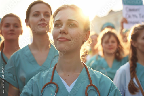 Hopeful Healthcare Workers at a Peaceful Rally
