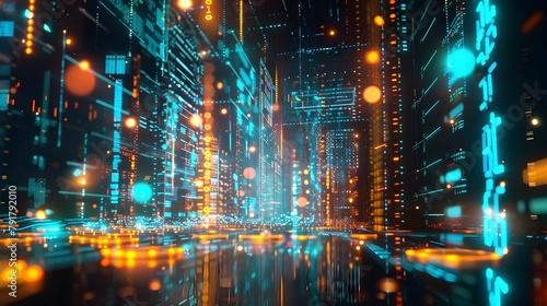 Glittering Cryptocurrency Skyline - Futuristic Digital Trading Visualization