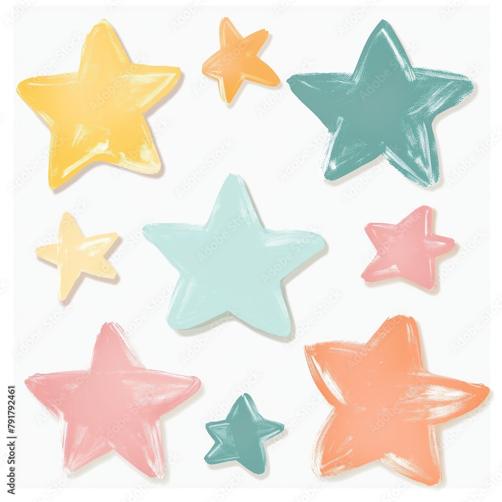 A colorful collection of stars with a light and playful mood A colorful collection of stars with a light and playful mood