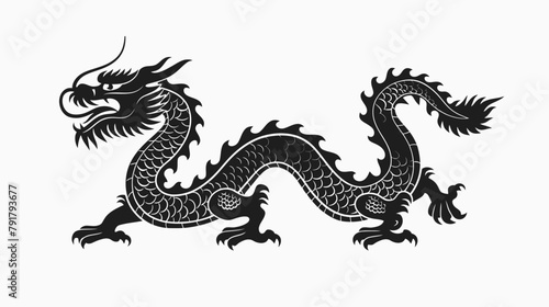 a black and white drawing of a dragon