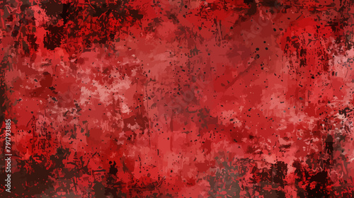 a red and black background with black spots