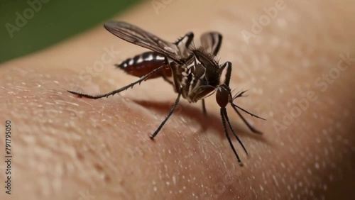 Mosquito Biting a Human Arm photo