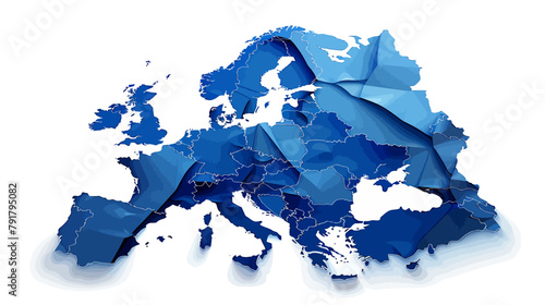 a blue map of europe with a white background