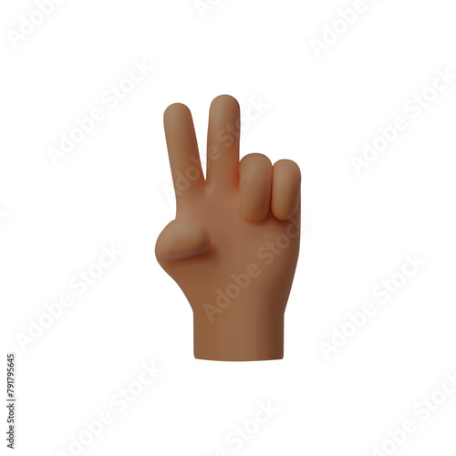 Peace sign hand gesture 3D vector icon illustration