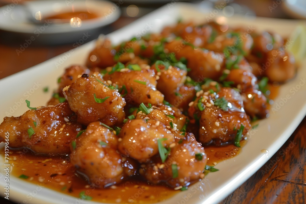 honey garlic chicken. generative AI honey garlic chicken. generative AI