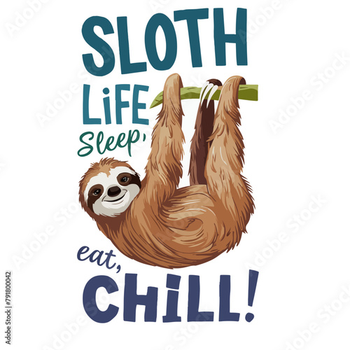 Funny Sloth Quotes: Cartoon Vector Illustrations for Endless Laughter