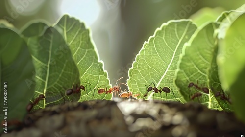 Ants Meticulously Arranging Leaf Segments to Form a Stable Bridge with Intricate Teamwork and