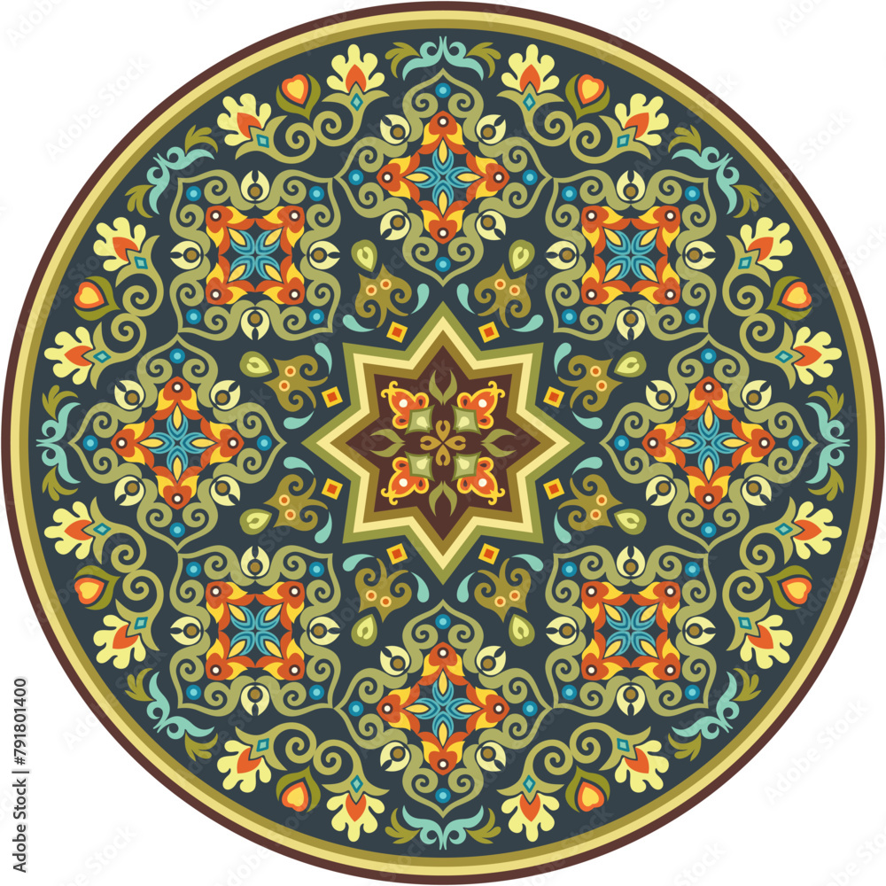 Vector abstract decorative round floral ethnic ornamental illustration