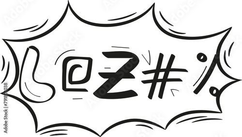 Swear, expletive words vector. Angry, rude feelings in comic, cartoon clods, explosions