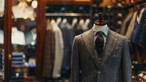 Wallpaper Mural elegant black men's suit hanging in a tailoring store with blurred background in high resolution Torontodigital.ca