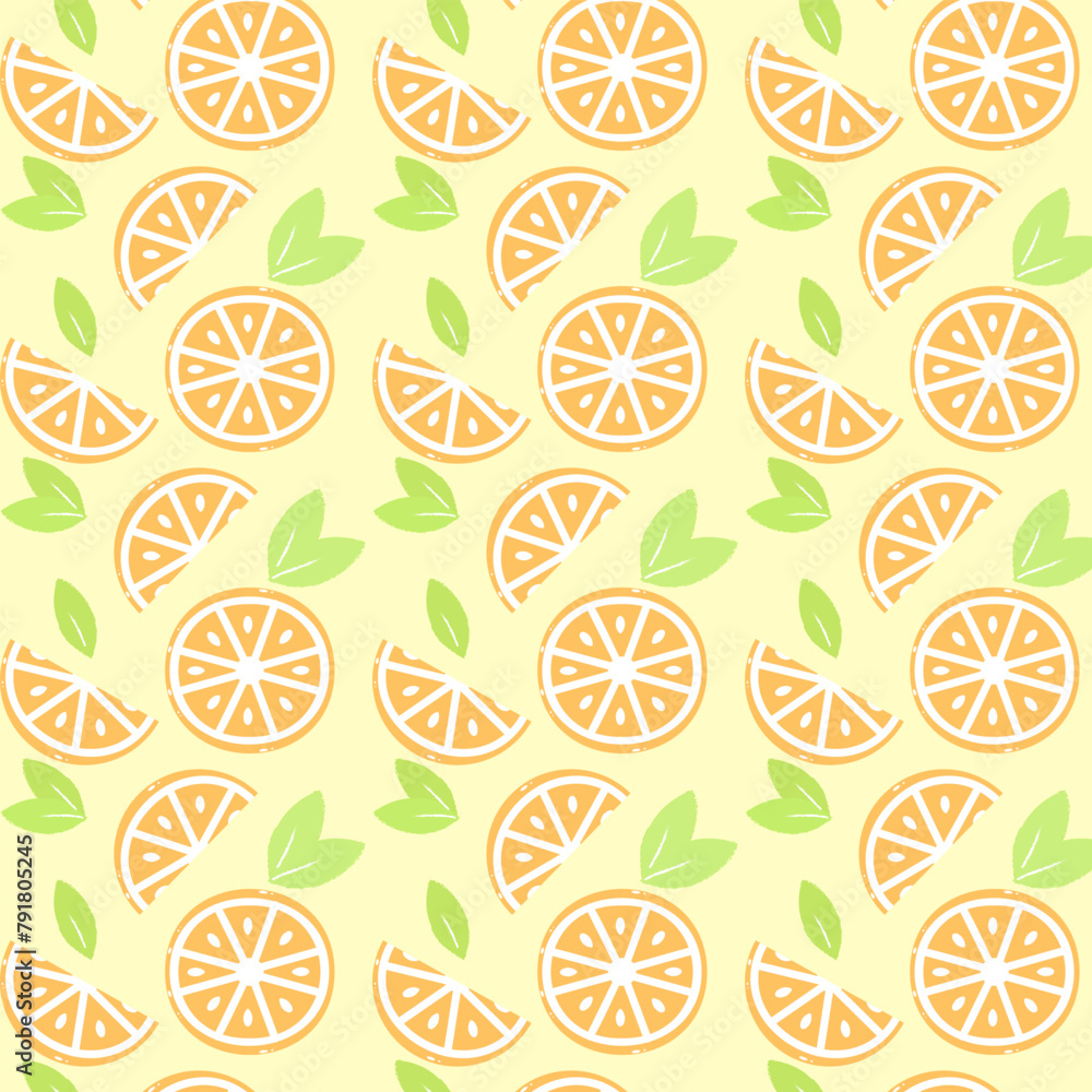 Vector seamless pattern with orange slices