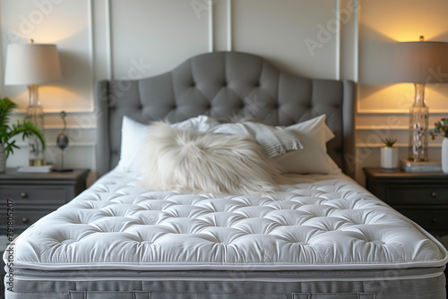 Headboard and mattress in a luxury bedroom 