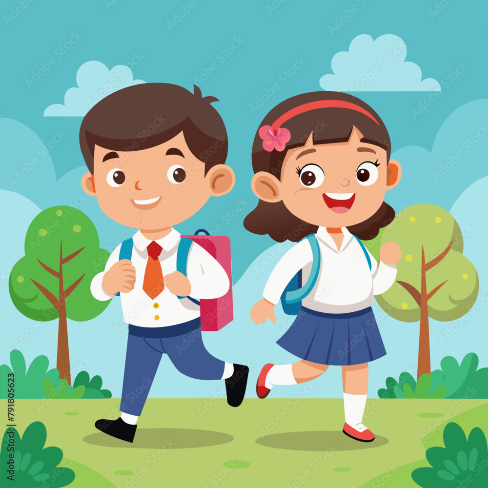 vector-illustration-of-two-kids-in-school-uniform vector-illustration-of-two-kids-in-school-uniform