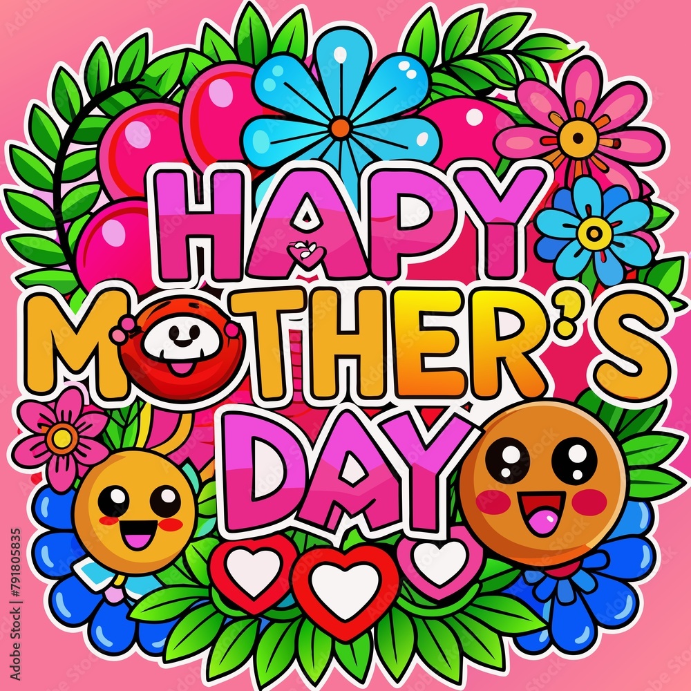 Obraz premium Mother's day greeting card, Symbols of love .