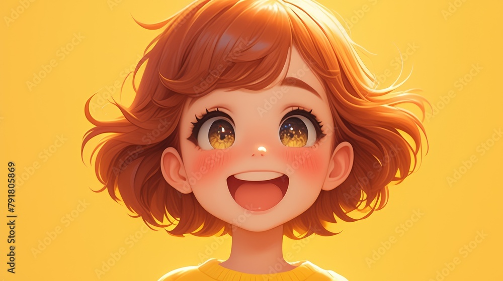 2d illustration of an adorable young girl animated as a cartoon character beaming with a charming smile 2d illustration of an adorable young girl animated as a cartoon character beaming with a charming smile
