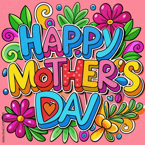 Mother s day greeting card  Symbols of love .