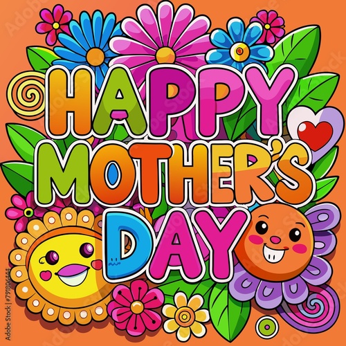 Mother's day greeting card, Symbols of love .
