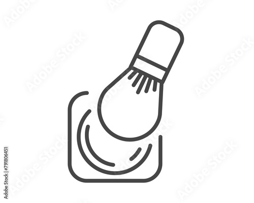 Makeup and cosmetics. Linear vector graphic icons of beauty in the form of powder with brush.