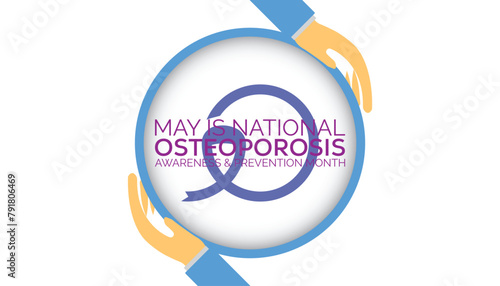 National Osteoporosis Awareness and prevention month observed every year in May. Template for background, banner, card, poster with text inscription.