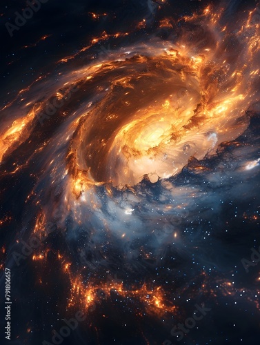 Captivating Cosmic Inferno:An Awe-Inspiring Galactic Vortex of Energy and Light