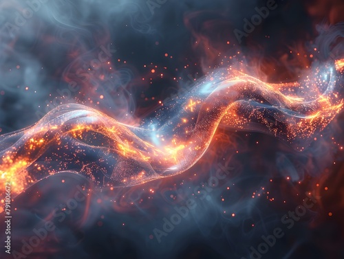 Captivating Cosmic Quantum Entanglement Visualization with Glowing Particles and Energetic Swirls