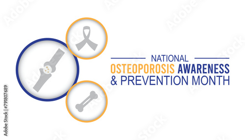 National Osteoporosis Awareness and prevention month observed every year in May. Template for background, banner, card, poster with text inscription.