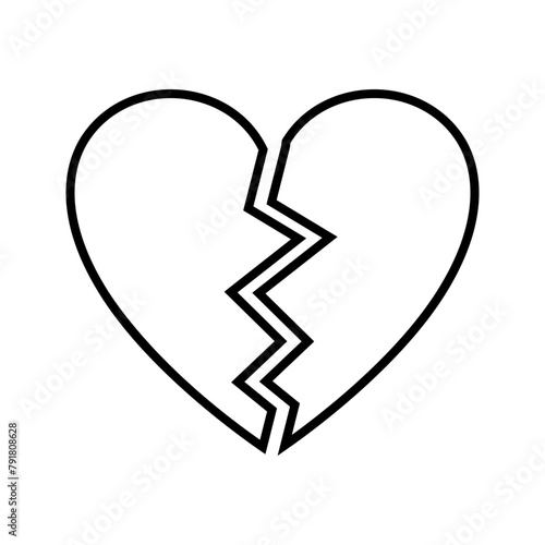 Broken heart or divorce icon. Heartbreak.
