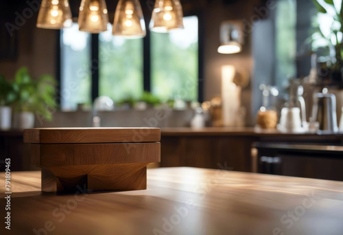 'pedestal Wooden space desk your free decoration interior kitchen poduim table wood home room top display food board blur counter texture light wall eatery' photo