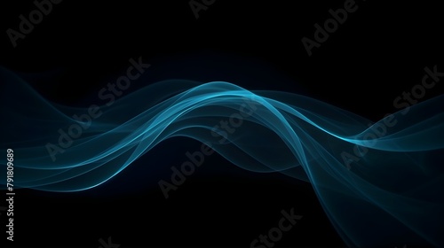 Dynamic Flowing Blue Curves on Dark Futuristic Abstract Background