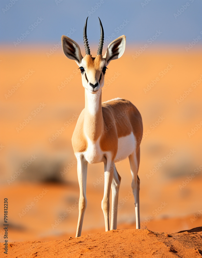 Fototapeta premium dama gazelle, reallife animals, sand desert сreated with Generative Ai