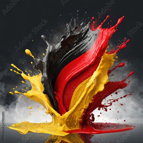 Germany flag paint liquid explosion on isolated background , generated by AI © tino