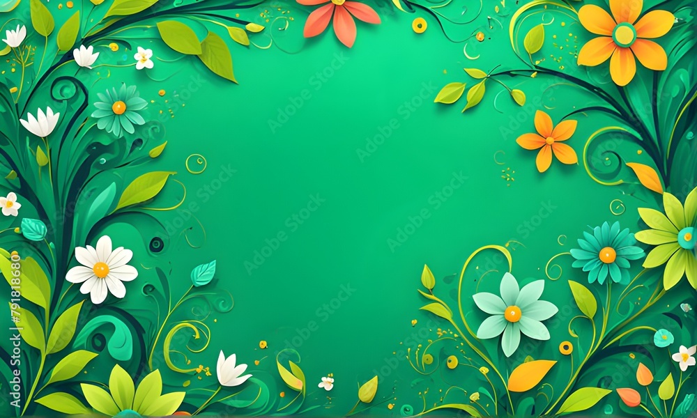 Abstraction inspired by nature. Spring flowers. Green round flowers and playful creatures. The best wallpapers for earth day. Generative AI Abstraction inspired by nature. Spring flowers. Green round flowers and playful creatures. The best wallpapers for earth day. Generative AI