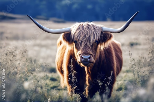 'field camera cow highland scottish looking highlan cattle bull hairy horn look farming scotland animal antler beautiful beef britain brown closeup country countryside cute domestic emotion eye face'