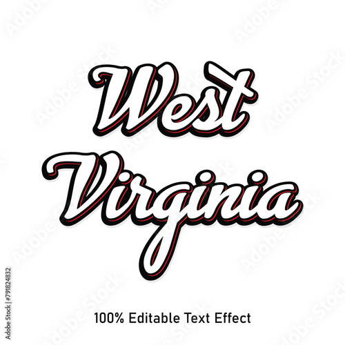 West Virginia text effect vector. Editable college t-shirt design printable text effect vector. 3d text effect vector. photo