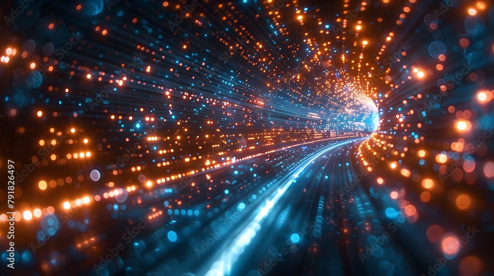 Fototapeta premium Luminous Data Streams in Futuristic Digital Landscape