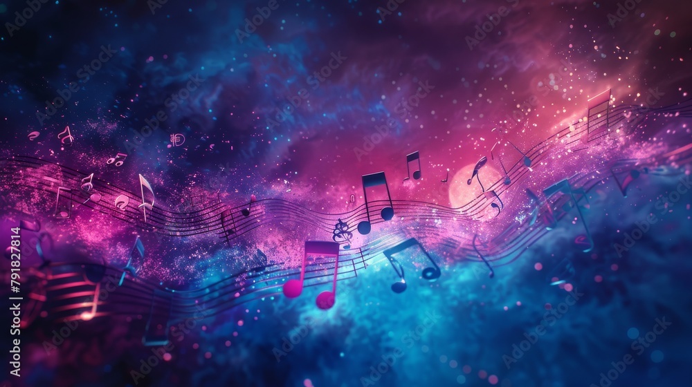 A beautiful space themed background with colorful shining stars and a ...