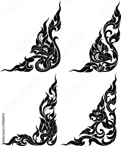 Thai Patterns in Silhouette Style for Decoration