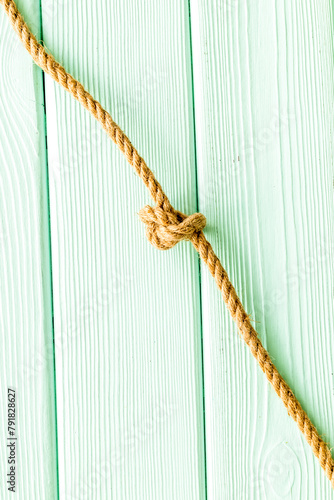 isolated rope mockup on mint green wooden background top view