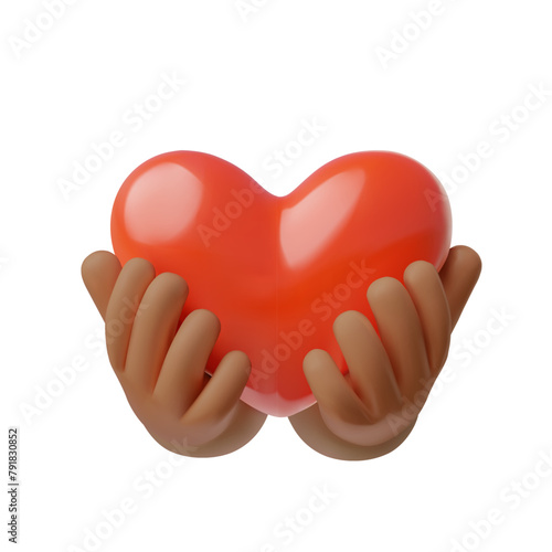 Caring hands holding heart vector icon illustration
