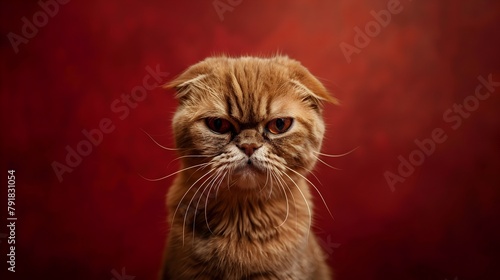 Grumpy Scottish Fold Cat wi...