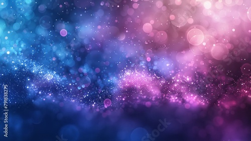 Delicate and dreamy bokeh highlights in a soothing blend of blue and lavender hues, infusing a serene ambiance The varying sizes and brightness of the light spots add a subtle touch.