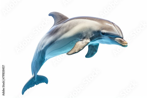 Dolphin photo on white isolated background