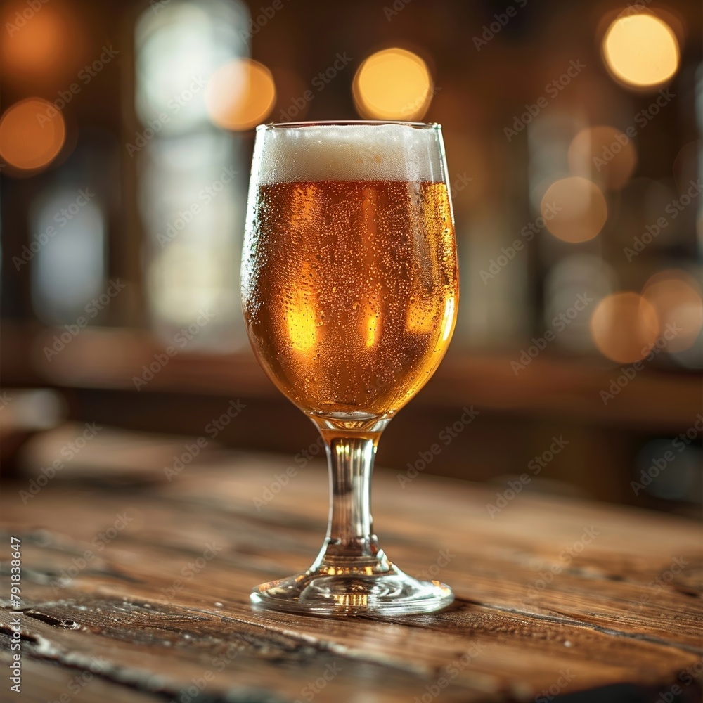 An old-fashioned frosted mug of Hopf beer rests on a vintage wooden surface An old-fashioned frosted mug of Hopf beer rests on a vintage wooden surface