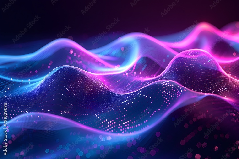 Abstract Wavy Background in Purple and Blue Hues
