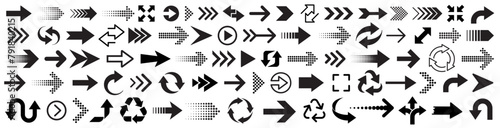 Arrows set of 80 black icons. Arrow icon. Arrow vector collection. Arrow Cursor. Modern simple arrows. Vector illustration