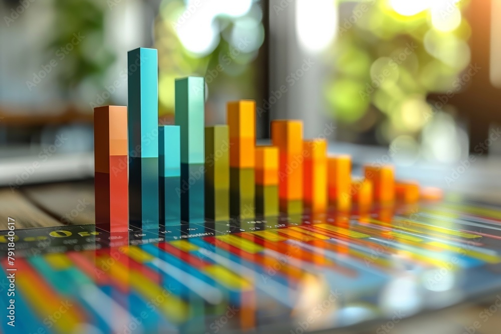 Fototapeta premium Sales performance illustrated with a visually appealing pie chart to showcase data comparison and trends.