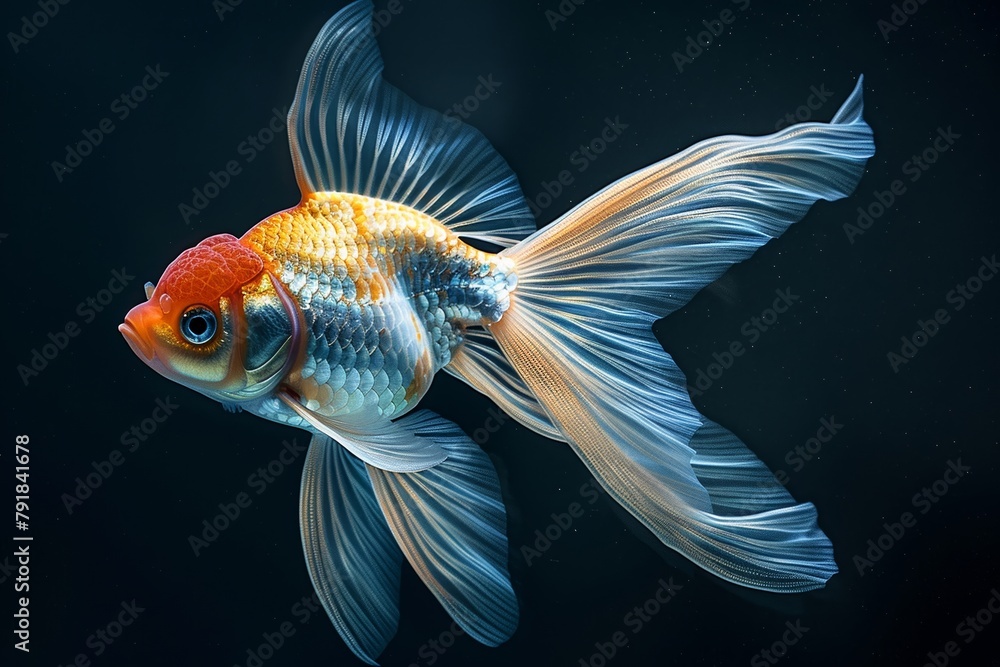 A stunning shimmering crystal image capturing the essence of a radiant goldfish. A stunning shimmering crystal image capturing the essence of a radiant goldfish.