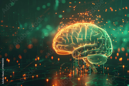 Digital human brain visualization with neural network background